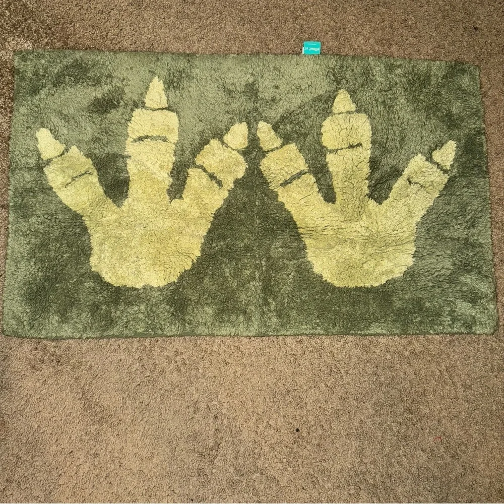 Dinosaur Bath Rug Kids Aqua Green Tufted Cotton Mat 20”x34” Pillowfort